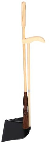 Zerodeko Escoba y Recogedor de Madera Escoba de Fibras y Recogedor de Hierro para Limpieza Interior Cocina Salón y Oficina