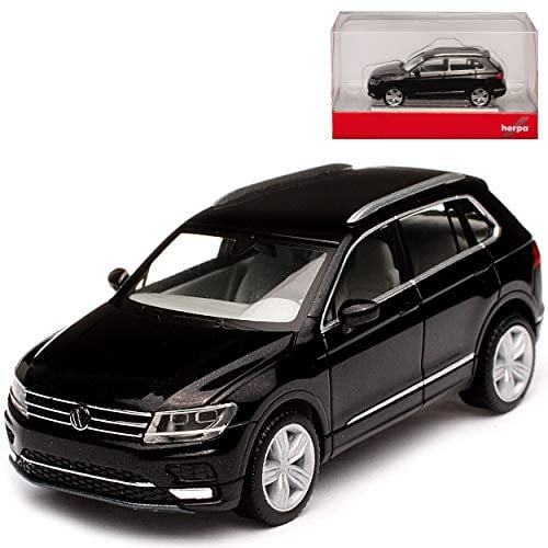 alles-meine.de GmbH Volkwagen Tiguan II Schwarz Perleffekt Metallic 2. Generation Ab 2015 H0 1/87 Herpa Modell Auto mit individiuellem Wunschkennzeichen