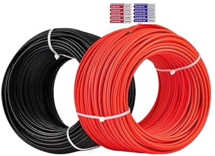 10AWG 30M 50M 100M 6MM 4MM Solar Cable Black Or Red PV High Copper(Red,50m,12 AWG(4MM))