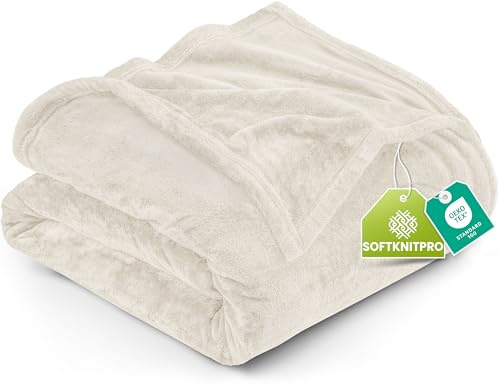 Utopia Bedding Fleece Blanket Queen Size Linen (90x90 Inches) Ultra Soft Warm Lightweight Microfiber Breathable Anti-Static Cozy Bed Blanket, All-Season Home Decor Gift for Men & Women