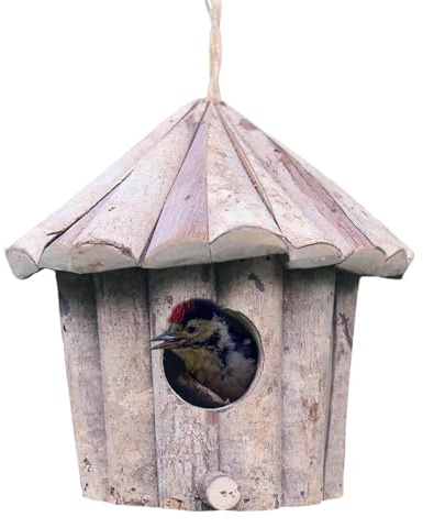 Yqooup Casette per uccelli da esterno, riparo in legno per nidificazione, casetta per uccelli, decorazione da giardino, per scriccioli, passeri, pettirossi, parrocchetti, campanuli, alberi, finestre