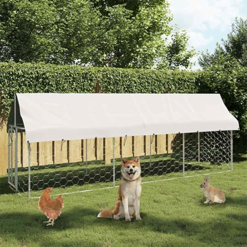 Mokuyary Outdoor-Hundezwinger mit Dach 400x100x150 cm, Outdoor Hundehaus Hundehütte, Hundelaufstall Welpenlaufstall für Garten