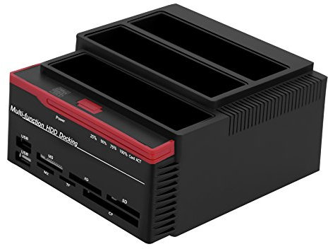 Asixx Festplatten Dockingstation, Externe USB3.0 zu SATA Festplattenlaufwerk Dockingstation mit 3 Einschüben Unterstützung für 2,5 Zoll und 3,5 Zoll IDE Festplatten(EU)