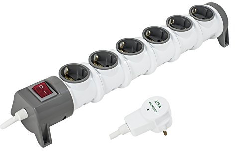 Schuko Steckdosenleiste mit Schalter und Stecker mit Überspannungsschutz mit 1.5 und 3 Meter Zuleitung (6-fach mit 1.5 m Kabel)
