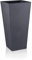IDEALIST Small 38.5cm Tall Planter for Garden | Dark Grey Reinforced Stone Tapered Square Planter | Outdoor Pots with Drainage Holes L18.5 W18.5 H38.5 cm, 8 litres