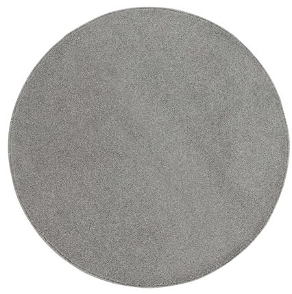 Carpetsale24 Teppich Rund 160 cm Hellgrau, Kurzflor, Einfarbig, Modern, Pflegeleicht, rutschfest, Weicher Bodenteppich für Wohnzimmer, Schlafzimmer, Essbereich