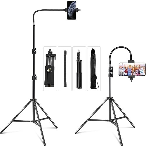Handy Stativ Ringlichter Stativ, Verstellbarer Handy Video Ständer für iPhone Kamera, Videoaufnahme, Vlogging, Streaming, drehbarer Live Video Ständer, kompatibel mit den meisten Handys Stativ 2M/80in