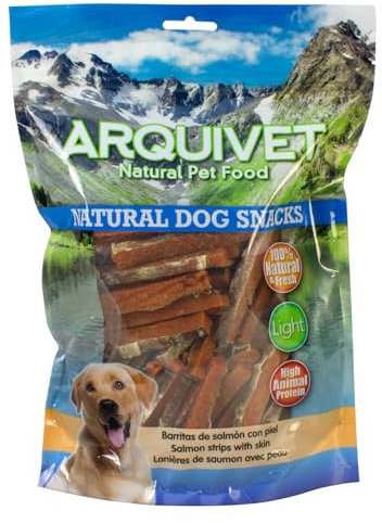 ARQUIVET Lachsbänder mit Haut 1 kg – natürliche Snacks für Hunde – 100% natürlich