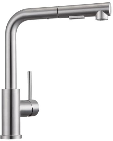 Wasserhahn Küche Ausziehbar, BONADE Küchenarmatur mit Brause, Mischbatterie Küche 360° Schwenkbar, Armatur Küche 2 Strahl, Einhebel Spültischarmatur aus Edelstahl Gebürstet