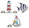 PRETYZOOM 3 Stück Nautische Emaille Anstecknadeln Fisch Segelboot Leuchtturm Brosche Stifte Küsten Nautische Strandparty Begünstigt