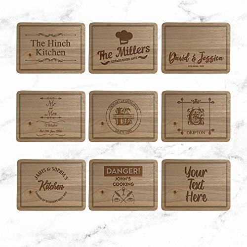 Personalised Wooden Chopping Board - Cheese Board - Wedding, Birthday, Housewarming Gift | Any Message Engraved (Style 1)