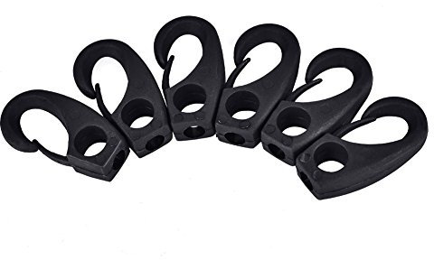 Demeras Plastic Shock Bungee Rope Cord Hooks 6 Pcs Nylon Lashing Shock Hook for Boat Canoe Kayak Boating Accessories Black