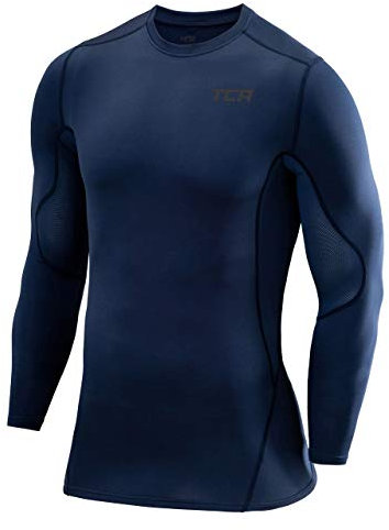 TCA Boys' SuperThermal Compression Base Layer Football Running Top Long Sleeve Thermal Under Shirt - Navy Eclipse, 8-10 Years