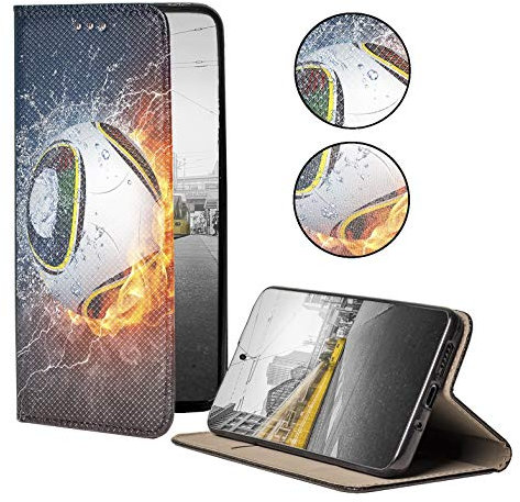 KX-Mobile Hülle für iPhone 6 / 6s Handyhülle Motiv 1359 Fußball Fussball im Feuer Abstract Premium Smart aus Kunstleder einseitig Bedruckt HandyCover Handyhülle für iPhone 6 / 6s Hülle