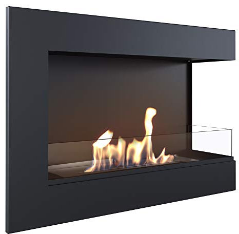 KRATKI Chimenea de esquina Delta | Biochimenea 700 x 280 mm | Chimenea de pared con acristalamiento de 4 mm | Ideal para interiores abiertos y modernos | probado TÜV - Rheinland | abierto a la derecha