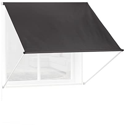 Relaxdays Fallarmmarkise HxB: 120x150 cm, Schattenspender Fenster, 50+ UV-Schutz, Seilzug, Polyester & Metall, anthrazit