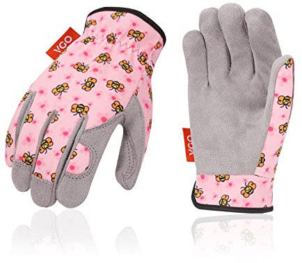 Vgo... 1 Paar Gartenarbeiterhandschuhe für Kinder im Alter von 3-9 Jahren, Kinderarbeitshandschuhe, weiche Sicherheitshandschuhe für das Spielen im Freien(KID-MF7362)