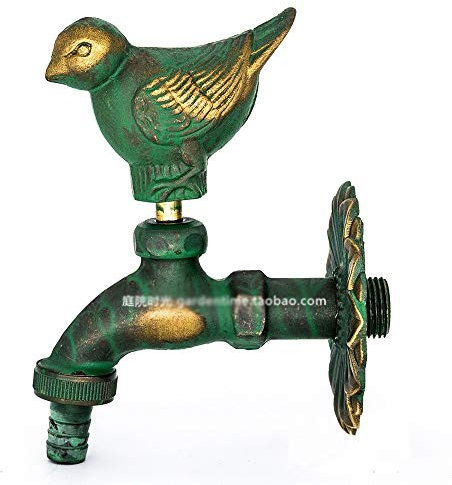 Mélangeur Antiquité Créatif Oiseau Animal Robinet Country Village Vintage Cour extérieure Jardin Simple Robinets d'eau froide Cuivre complet en métal Terrasse extérieure Balcon Lavabo Robinet Bec 1/2