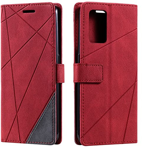Vankii Kompatibel mit Oppo A74 4G / F19 Hülle, Flip Wallet Handyhülle PU Leder Brieftasche Tasche Case Stoßfeste Schutzhülle [Kartenschlitzen] [Magnetverschluss] [Standfunktion] (Rot)