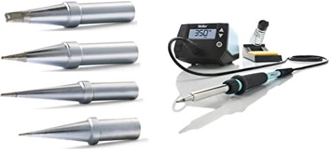 Weller WE 1010 Soldering station kit with Genuine Weller Soldering Tip Bundle: 4ETSL-1/4ETOL-1/4ETP-1 Long conical/Chisel/Round Blunt tips