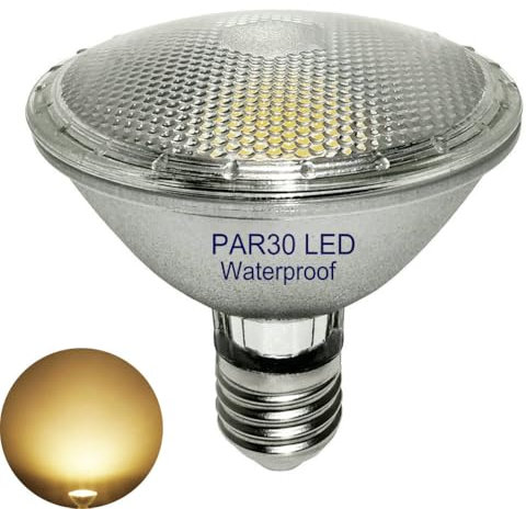 12W PAR30 LED Glas Reflektor Lampe,Warmweiß,Wasserdicht,Innen und Außenbereich,Nicht Dimmbar,Warmweiss 3000K,E27 LED Strahler Licht,Flutlicht Glühbirne(Ersetzt 70W-100W Halogen)