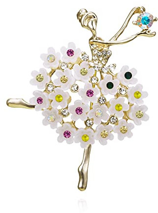 JJWNMLL Frauen Brosche Ballett Tanz Mädchen Brosche blau Strass Pin Abzeichen Kristall Brosche Hochzeit Bankett Brosche für Damen Mädchen (Weiß)