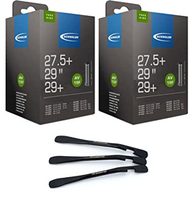 2er Set Schwalbe Schlauch AV 19F 40mm Freeride 27,5 Plus 29 Plus Zoll (65/75-584/622) + 3 MSZweirad Reifenheber