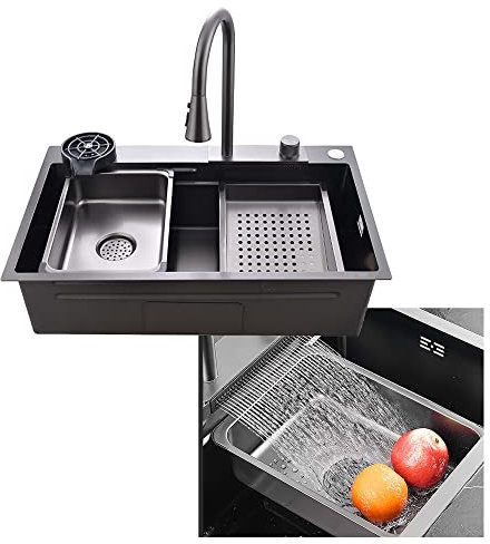 Lavello A Cascata,lavandino Tecnologico Cucina,lavandino Cucina,lavello Cucina Moderno,lavello Multifunzione,Lavandino Cucina Lavello Ad Incasso,Lavandino Bagno,con Rubinetto E Lavabicchieri ( Color :
