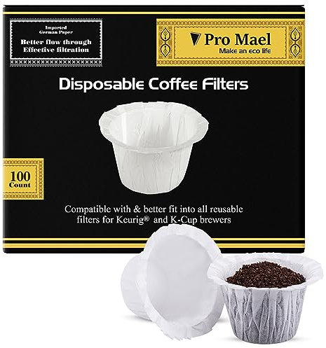 Pro Mael 100 Count Disposable K Cup Coffee Filters for Keurig Single Cup, White