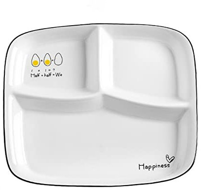 OnePine Assiette Regime Ceramique, Assiette Nutrition Dietetique, Assiette Controle de Portion pour Salade, Dessert, Nouille, Bifteck, Petit déjeuner