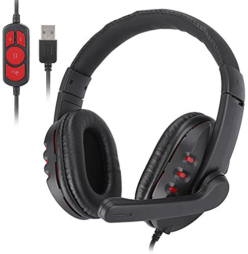 Bewinner OVLENG Q7 USB-Gaming-Headset Over-Ear-Gaming-Kopfhörer mit Mikrofon E-Sports-Kopfhörer Verstellbarer Kopfbügel Wired Game Headset PU-Leder-Ohrabdeckung für PC-Computer