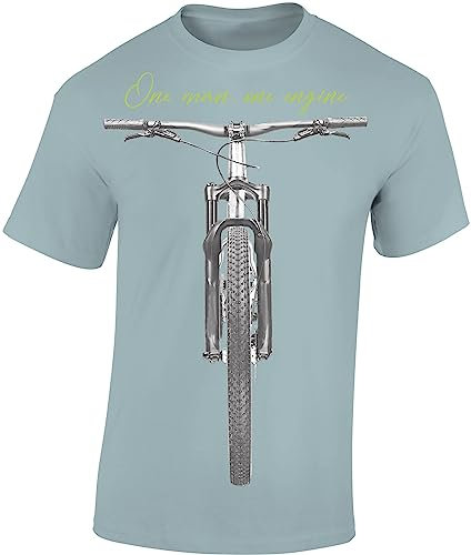 Baddery Fahrrad T-Shirt Herren : One Man One Engine - Mountainbike Shirt - MTB Tshirt (Ice Blue S)