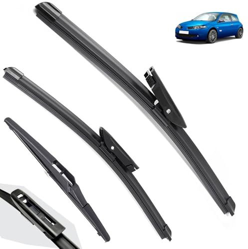 Juego de escobillas limpiaparabrisas delanteras y traseras compatible con Renault Megane 2 Hatchback 2006-2008 parabrisas ventana 24+18+9