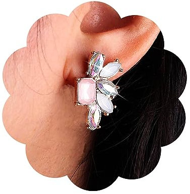Inateannal Vintage Arcobaleno Cristallo Goccia Orecchini Colorati Di Cristallo Arcobaleno Strass Orecchini Perno Rosa Cz Orecchini Quadrati Gioielli Per Le Donne E Le Ragazze
