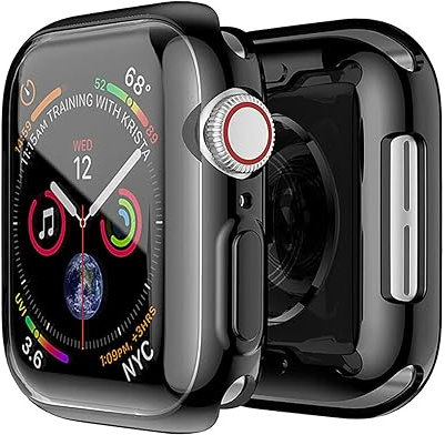 GIOPUEY [2 Pack Funda para Apple Watch Series 9 41mm, TPU morbido, Resistente agli urti Case - Black+Black