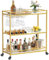 Lifewit 3 Tier Bar Cart on Lockable Wheels, Gold - Kitchen Serving Wine Trolley with 4 Wine Rack and 12 Glass Holders for Dining and Living Room