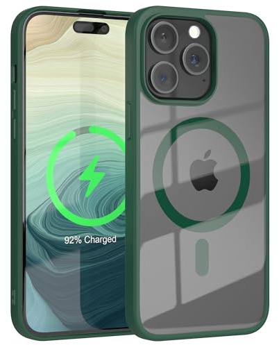 EAZY CASE Crystal TPU Hülle kompatibel mit iPhone 15 Pro Max kompatibel mit Qi-Charging, Silikon mit Kameraschutz, Slimcover, Handyhülle, Silikonhülle, Backcover, Durchsichtig, Transparent Nacht Grün
