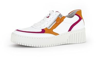 Gabor Damen Low-Top Sneaker, Frauen Halbschuhe,Plateausohle,straßenschuhe,Strassenschuhe,Sportschuhe,Turnschuhe,Weiss/pink-Kombi,40 EU / 6.5 UK