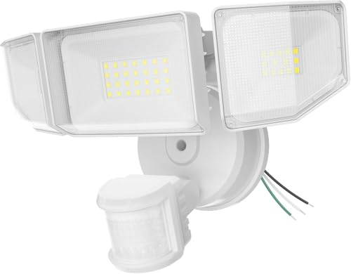 Abovizo 85W LED Security Lights Motion Sensor Light Outdoor, 8500LM Dusk to Dawn, IP65 Waterproof, 6500K, 3 Head Motion Detected Flood Light, Floodlight for Outside, Garage, Yard, Porch (White)