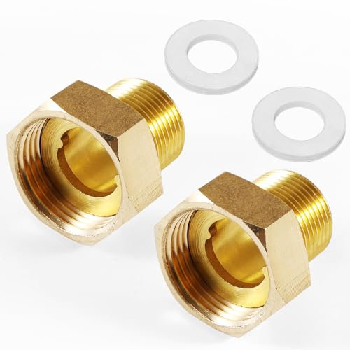 2 viti per pompa, dado da 1 pollice x filettatura esterna da 3/4, viti per contatore dell'acqua, raccordo in ottone DN25 per pompa di circolazione, con guarnizioni