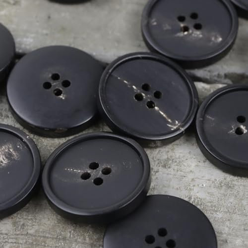 TAMUNI 10PCS 15/20/23/25MM Schwarz Trivial Große Echte Horn Knöpfe Anzug Set 100% Buffalo Horn Knöpfe Anzug 4 Löcher Runde Knöpfe Für Handwerk