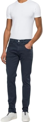 Replay Herren Jeans Anbass Slim-Fit Hyperflex Colour X-Lite mit Stretch, Blau (Blue 010-2), 40W / 34L