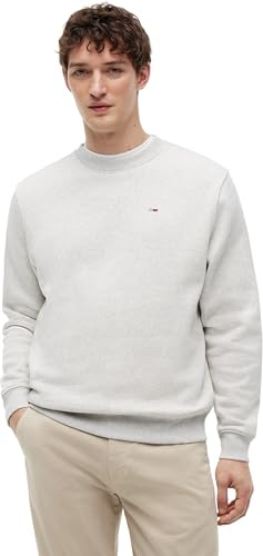 Tommy Jeans TJM Reg S Flag Crew Pullover Sweatshirt, Herren, Grau (Silver Grey Heather), L