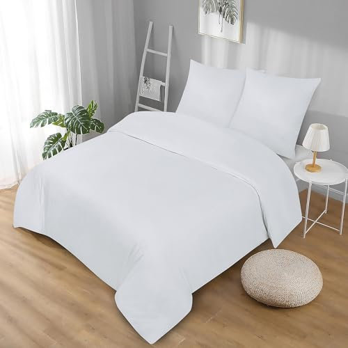 Softex Royal Bettwäsche Set 155x220 cm – 2-teilig (1 Bettbezug + 1 Kissenbezug 80x80 cm) – 100% Baumwolle – hautfreundlich & 60° waschbar – YKK Reißverschluss – Oeko-TEX Zertifiziert Weiß