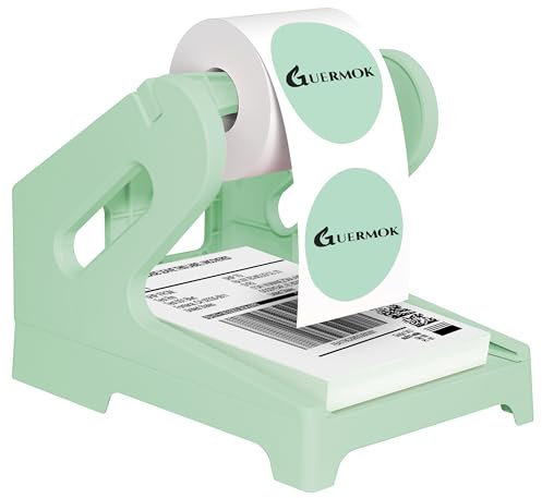 Guermok Porta etichette termiche per rotoli e adesivi pieghevoli a ventola, adesivi fragili per spedizione, supporto per etichette da scrivania, supporto per stampante da tavolo, accessori per casa e