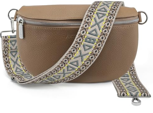 Artvall - Umhängetasche Echtleder Tasche Handtasche Leder Bauchtasche Klein mit Schultergurt Design Taschenband abnehmbar verstellbares Riemen Crossbody Bag Echt Ledertasche Damen mit Reißverschluss