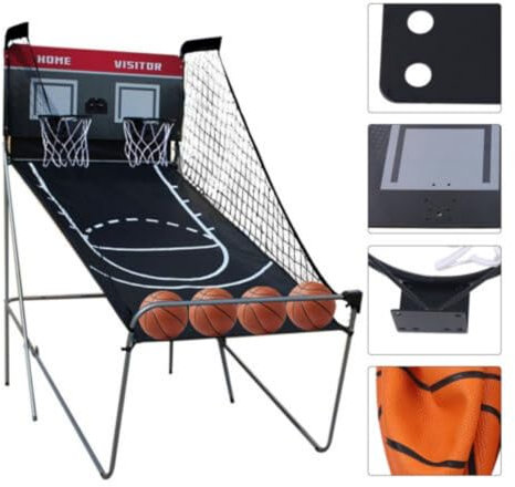 Konfiur 8 in 1 Basketballautomat, Basketball Schießmaschine Basketballspiel mit 8 Spieleinstellungen & elektronischer Anzeigetafel, Schießmaschine inkl. 4 Bällen & 2 Fangkörben Basketballspiel Arcade