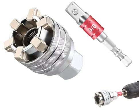 Verstellbarer Universal Steckschlüssel,Multifunktions Steckschlüssel Wartungswerkzeug,Verstellbarer Universalschlüssel für 3/8 Drive Ratschen Drehmomentschlüssel und Bohrmaschine (A)