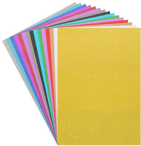 sourcing map Glitter Cardstock,30 Sheets Sparkling Paper Self-Adhesive Glitter Sticker Paper for DIY Projects Arts Craft Christmas Birthday Party Wedding Decor,Mixed Color,80 GSM