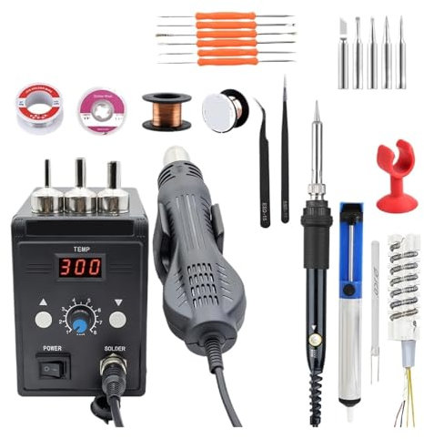 CASEGO Soldering Iron Station Hot Air Gun 858D BGA Rework Soldering Station Blower Hair Dryer Hairdryer Soldering Heat Gun For Welding Repair (Kit4)